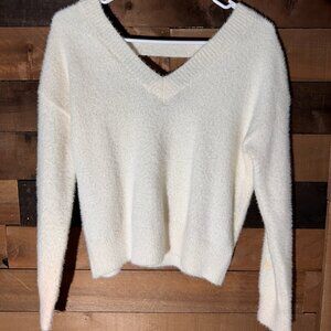 White Open Back Sweater